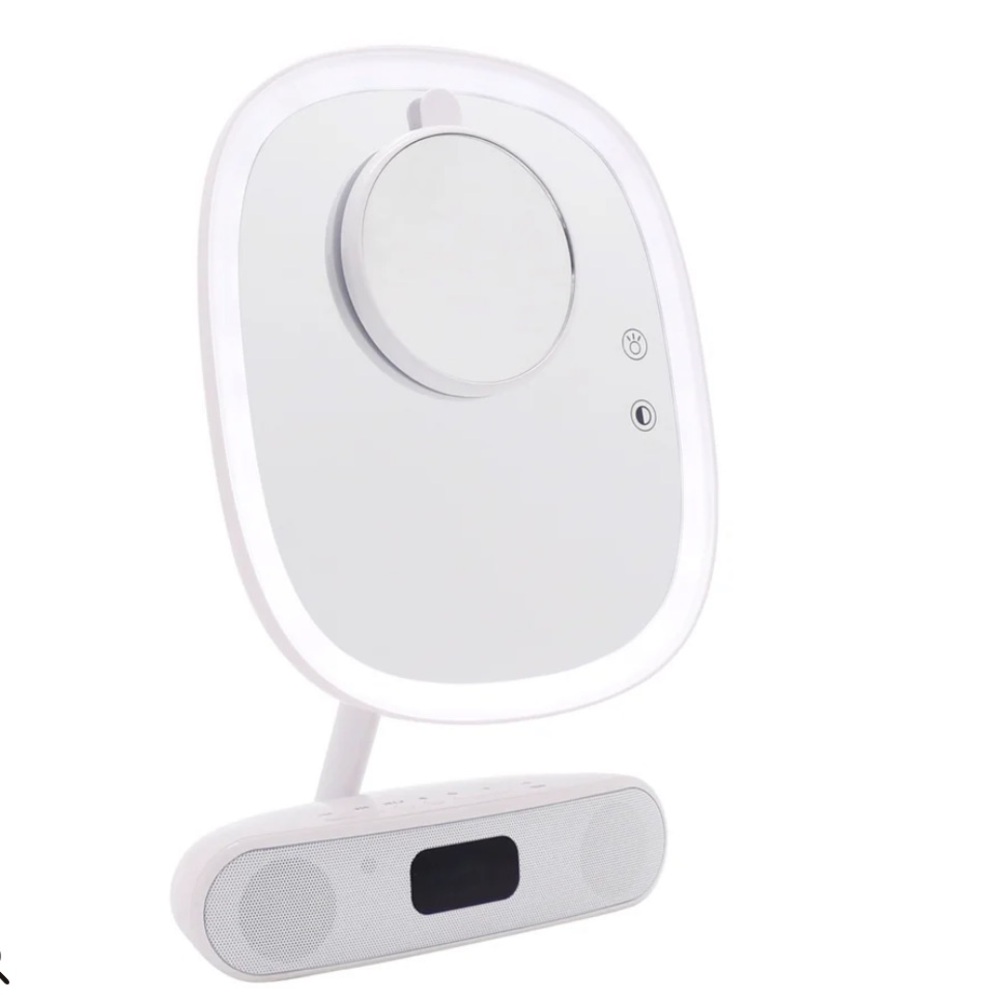 Impressions Melody Duotone Makeup Mirror with Bluetooth Speakers- White